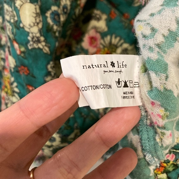 Natural Life Sienna Green Floral Cotton Dress Size Medium - Picture 5 of 5